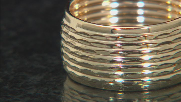 10K Yellow Gold Diamond-Cut Multi-Row Band Ring Video Thumbnail