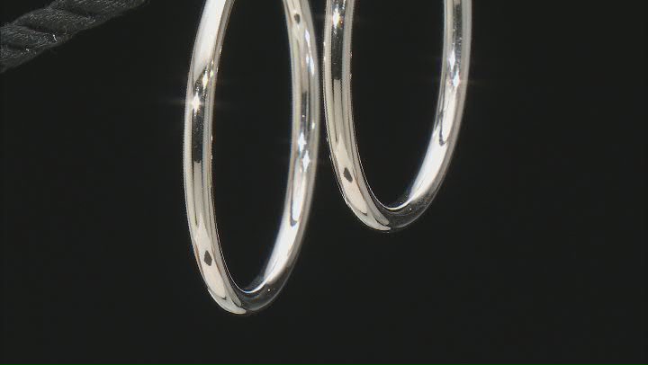 Rhodium Over 10K White Gold 3x40MM Tube Hoop Earrings Video Thumbnail