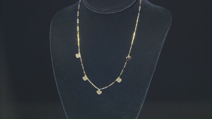 10K Yellow Gold Heart Station Paperclip Necklace Video Thumbnail