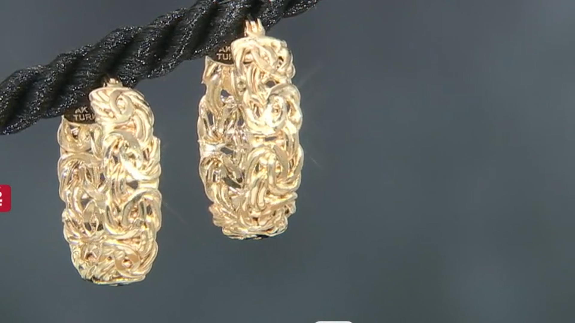 10K Yellow Gold High Polished 5x20MM Byzantine Hoop Earrings Video Thumbnail