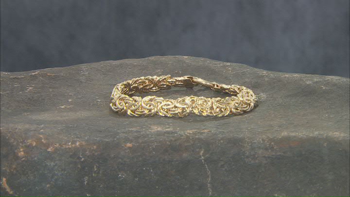10K Yellow Gold High Polished 10MM Byzantine Link Bracelet Video Thumbnail