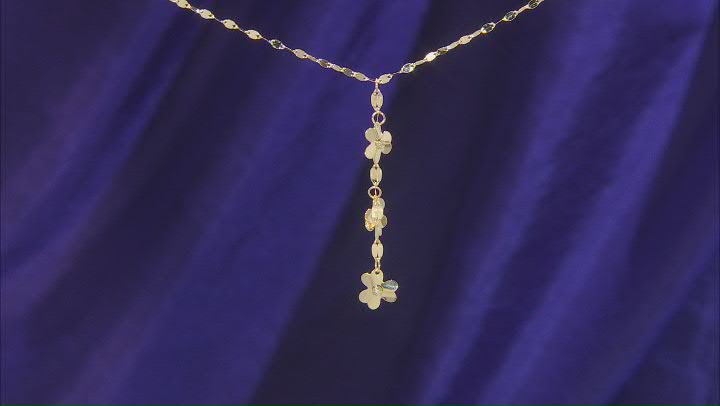 10K Yellow Gold Flower Tassel Drop Necklace Video Thumbnail