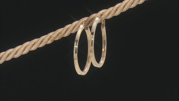 10K Yellow Gold 2x30MM Polished Squared Tube Hoop Earrings Video Thumbnail