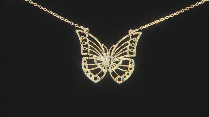 10K Yellow Gold Butterfly Necklace Video Thumbnail