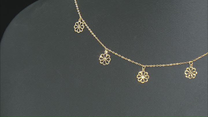 10K Yellow Gold Flower Station Necklace Video Thumbnail