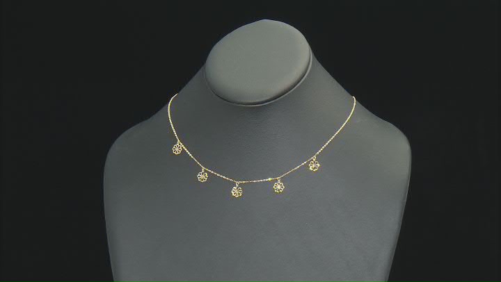 10K Yellow Gold Flower Station Necklace Video Thumbnail