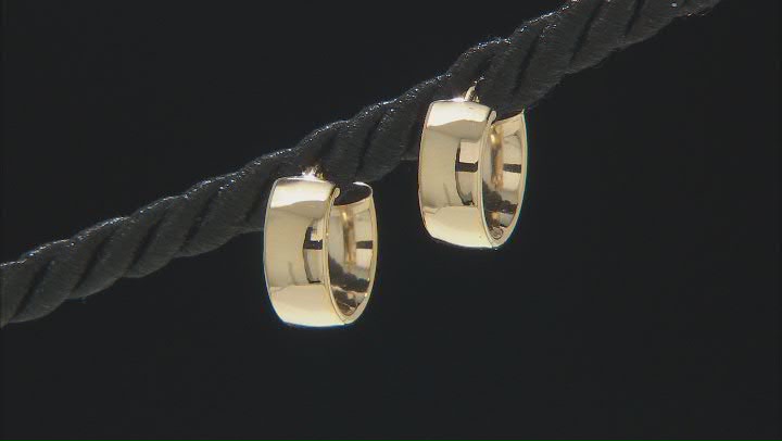 10K Yellow Gold Domed Hoop Earrings Video Thumbnail