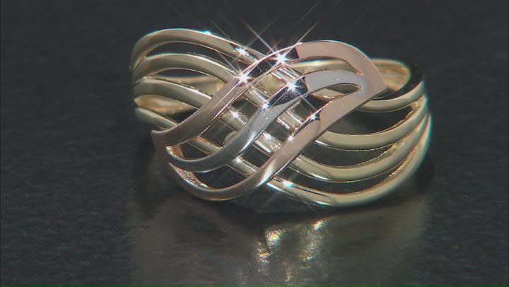 10K Yellow Gold with 10k Rose Gold & Rhodium Over 10k White Gold Crossover Ring Video Thumbnail