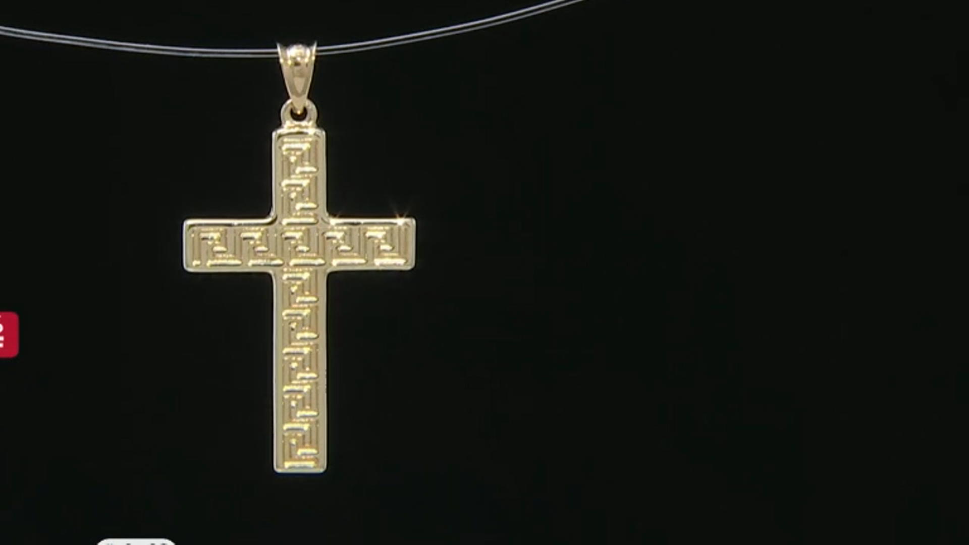 10k Yellow Gold Greek Key Cross Pendant Video Thumbnail