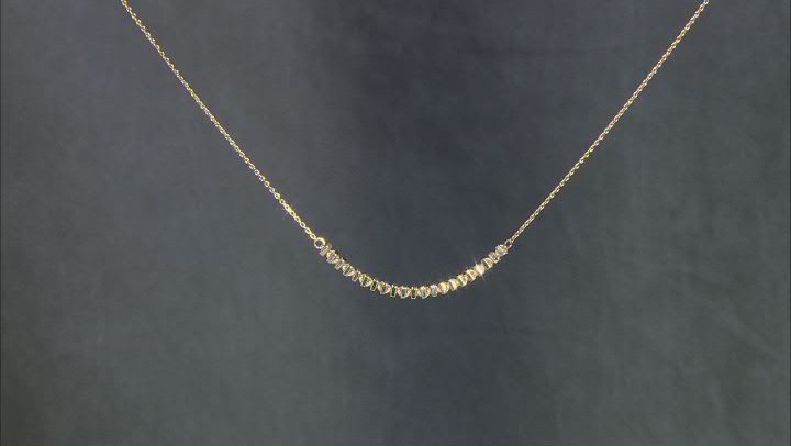 14k Yellow Gold Square Bead Center Station Necklace With Diamond-Cut Rolo Link Chain Video Thumbnail