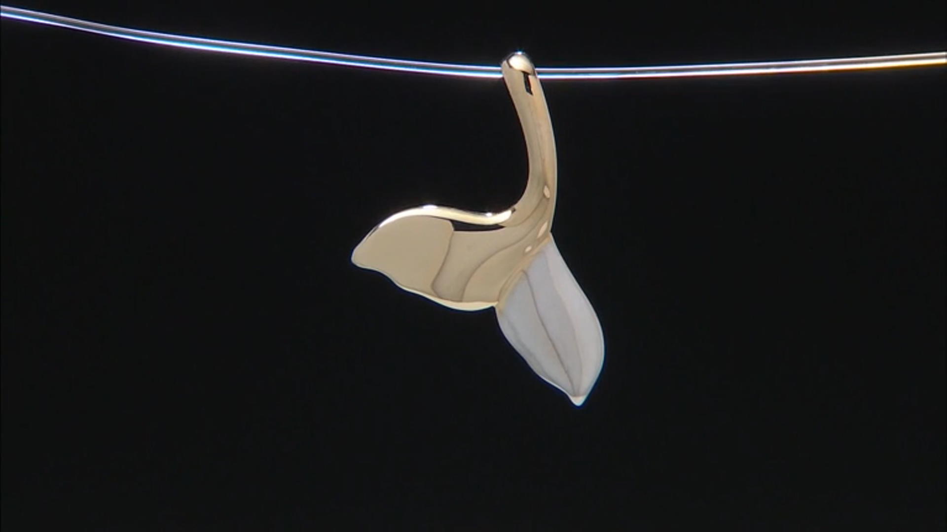 10k Yellow Gold & Rhodium Over 10k Yellow Gold Whale Tail Pendant Video Thumbnail