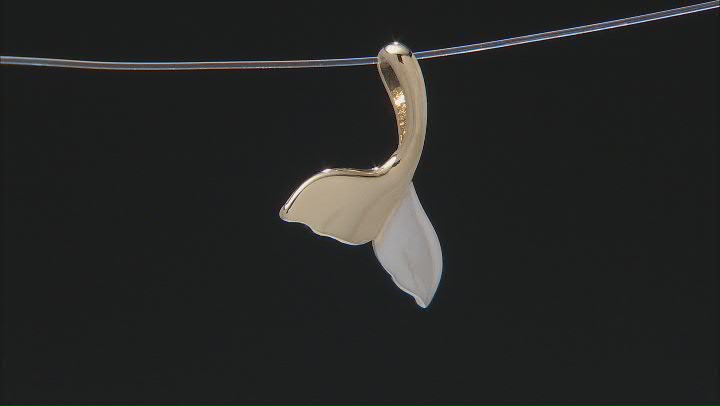 10k Yellow Gold & Rhodium Over 10k Yellow Gold Whale Tail Pendant Video Thumbnail