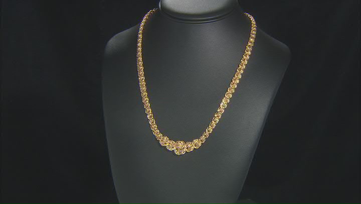 10K Yellow Gold Graduated Rosetta Link 20 Inch Necklace Video Thumbnail