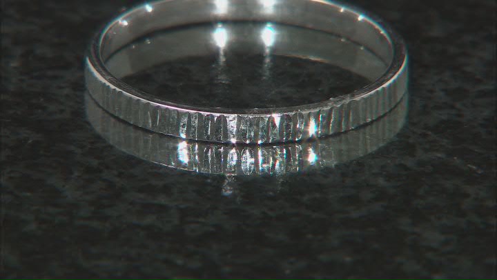 10K White Gold 2mm Textured Band Ring Video Thumbnail