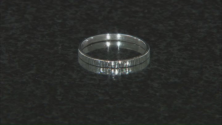 10K White Gold 2mm Textured Band Ring Video Thumbnail