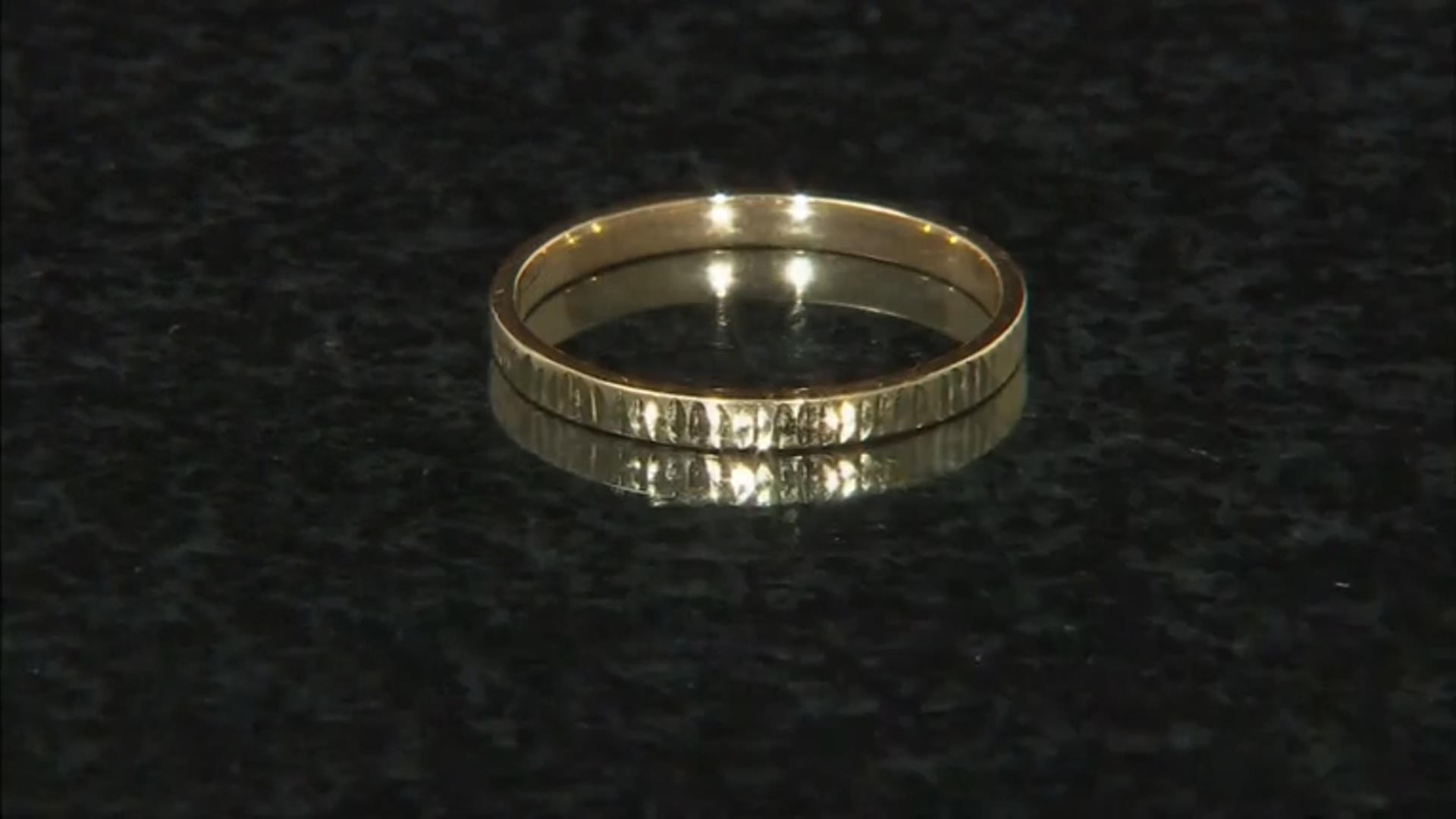10K Yellow Gold 2mm Textured Band Ring Video Thumbnail