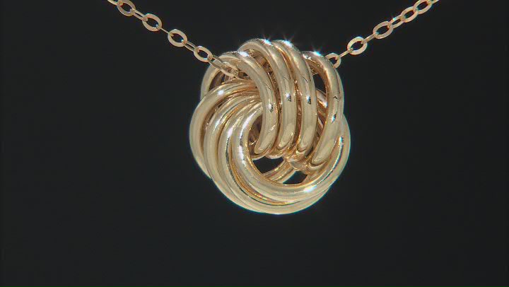 10k Yellow Gold Love Knot Adjustable Necklace Video Thumbnail