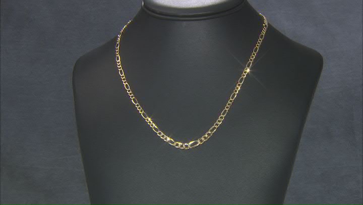 10K Yellow Gold Graduated Figaro Link 18" Necklace Video Thumbnail