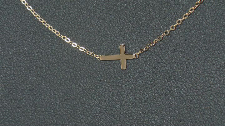 10k Yellow Gold Cross Station 32" Necklace Video Thumbnail