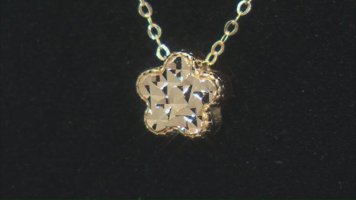 10K Yellow Gold Diamond-Cut Flower 18 Inch Necklace Video Thumbnail