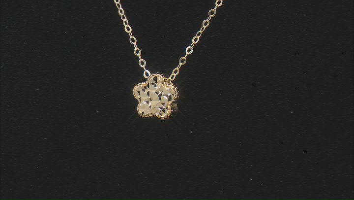 10K Yellow Gold Diamond-Cut Flower 18 Inch Necklace Video Thumbnail