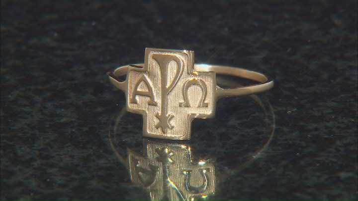 10k Yellow Gold Alpha And Omega Cross Ring Video Thumbnail