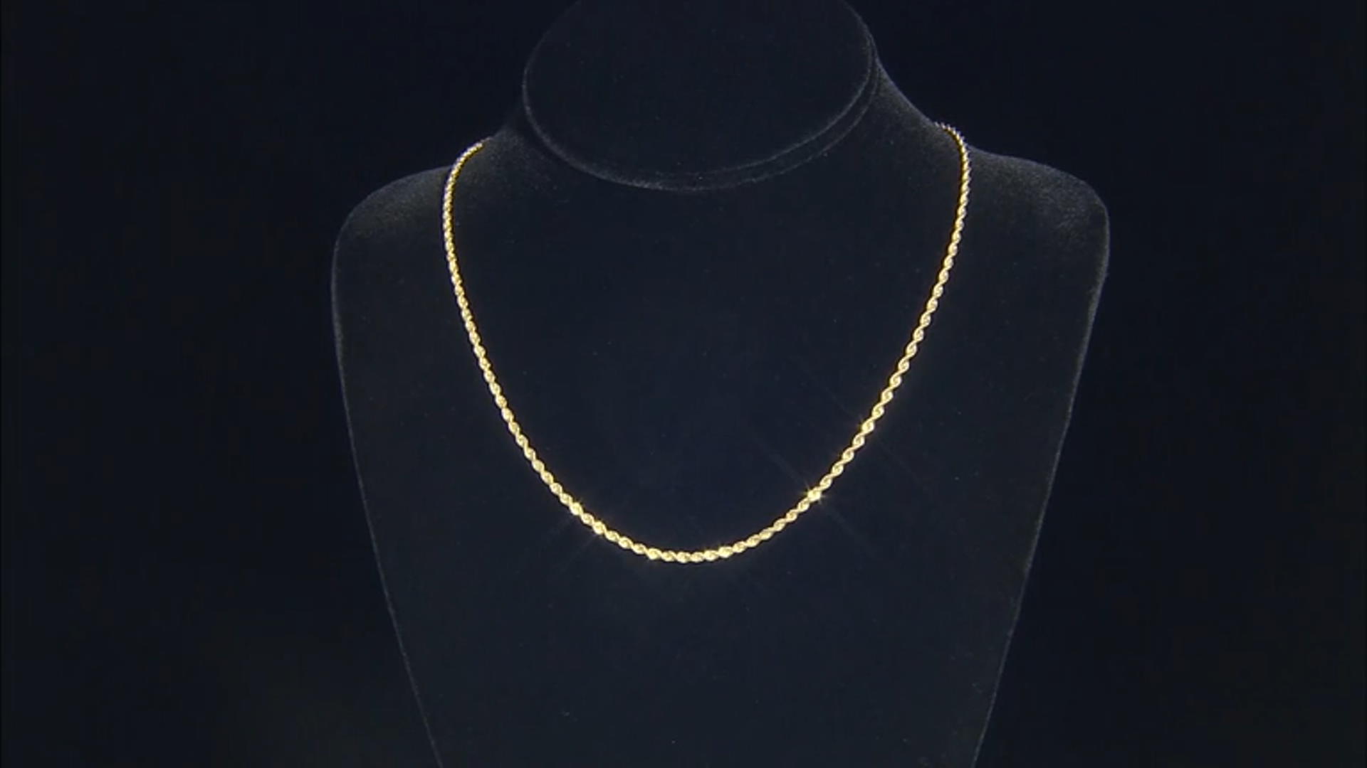 10K Yellow Gold 2.5mm Rope 20 Inch Chain Video Thumbnail