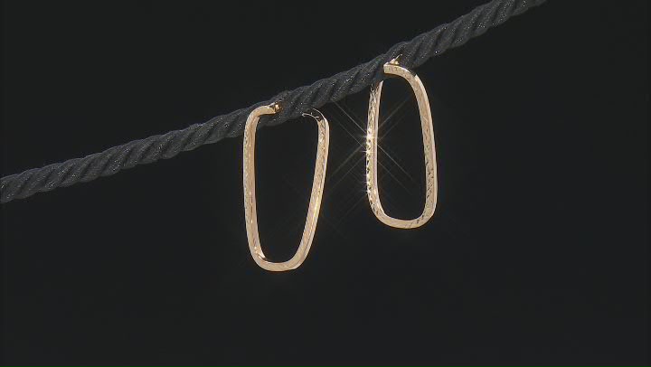 10K Yellow Gold Diamond Cut Rectangle Wave Earrings Video Thumbnail