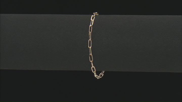 10K Yellow Gold 3.8mm Paperclip Link Bracelet With Heart Toggle Video Thumbnail