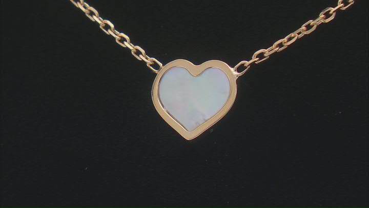 10K Yellow Gold Mother-Of-Pearl Heart Necklace Video Thumbnail
