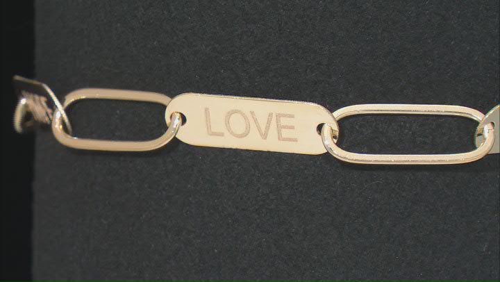 10K Yellow Gold Paperclip Script Bracelet Video Thumbnail