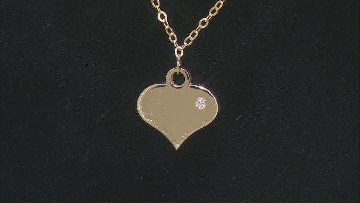10k Yellow Gold Heart 18 Inch Necklace With Diamond Accent Video Thumbnail