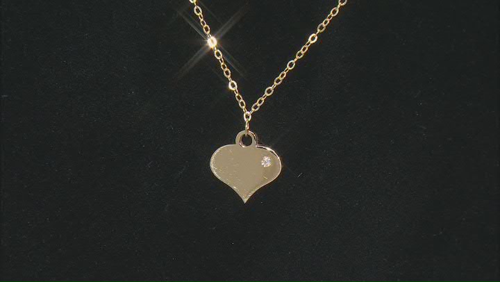 10k Yellow Gold Heart 18 Inch Necklace With Diamond Accent Video Thumbnail