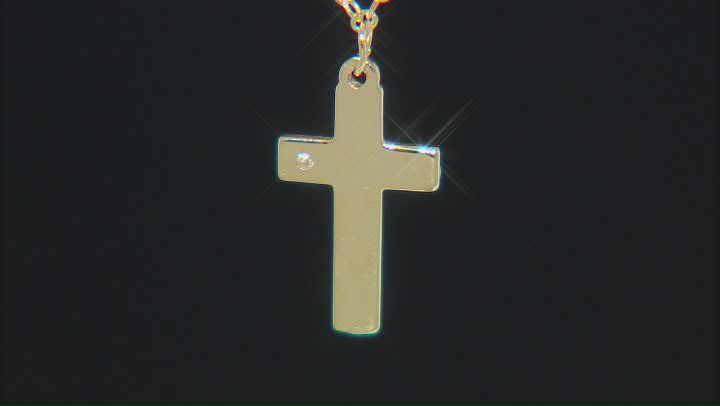 10k Yellow Gold Cross 18 Inch Necklace With Diamond Accent Video Thumbnail