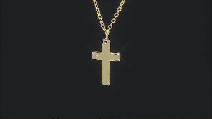 10k Yellow Gold Cross 18 Inch Necklace With Diamond Accent Video Thumbnail