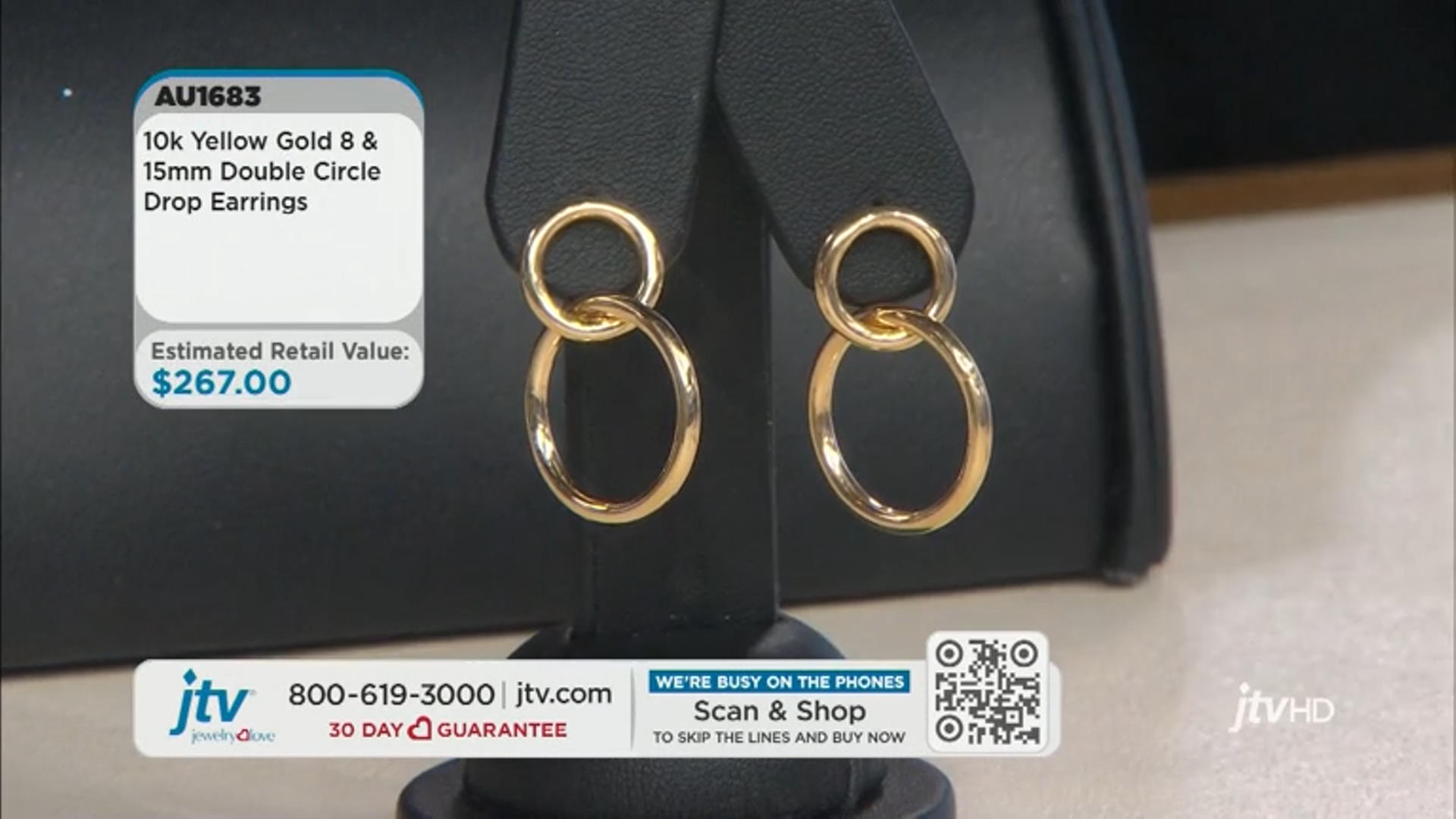 10k Yellow Gold 8 & 15mm Double Circle Drop Earrings Video Thumbnail
