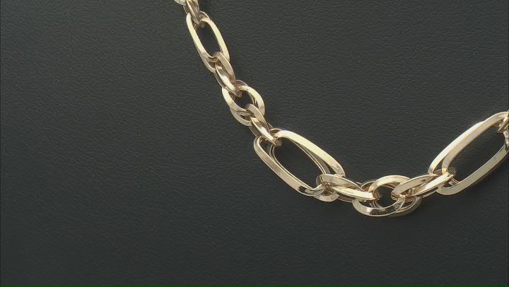 10K Yellow Gold Graduated Mixed Link 18 Inch Necklace Video Thumbnail