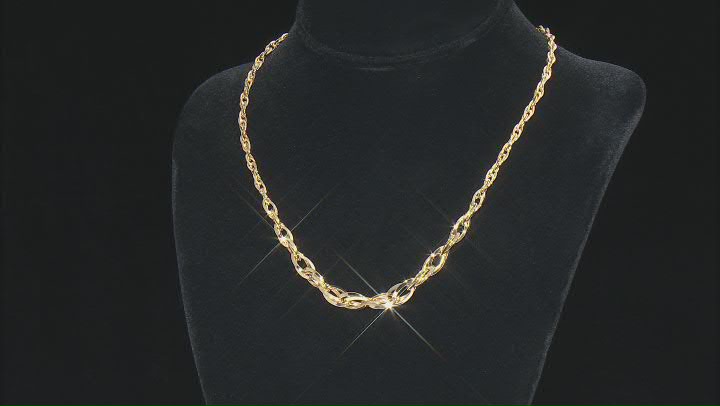 10K Yellow Gold Graduated Interlock Oval Link 20 Inch Necklace Video Thumbnail