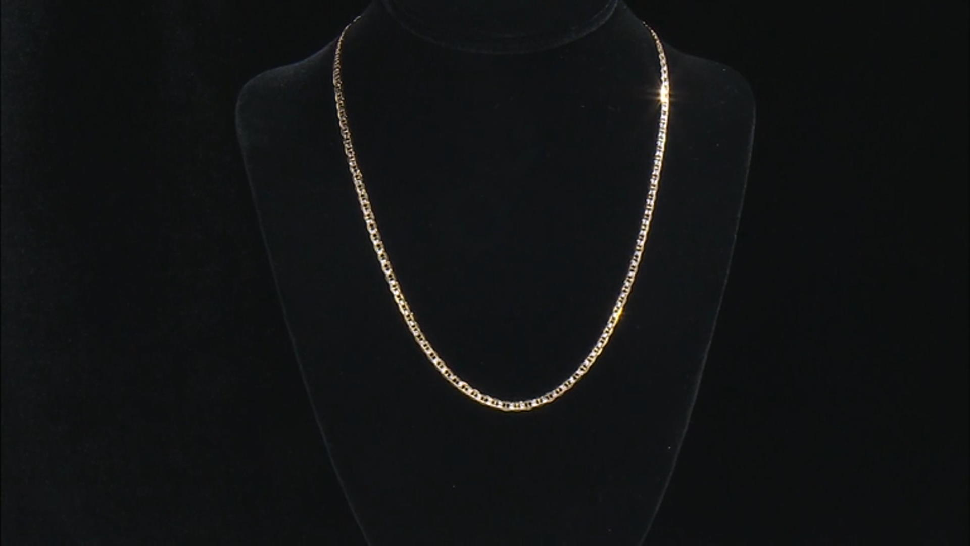 10K Yellow Gold & Rhodium Over 10K Yellow Gold Diamond-Cut Pave Mariner Link 20 Inch Chain Video Thumbnail