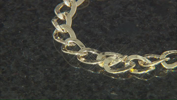 10K Yellow Gold Hammered Curb Link Bracelet Video Thumbnail