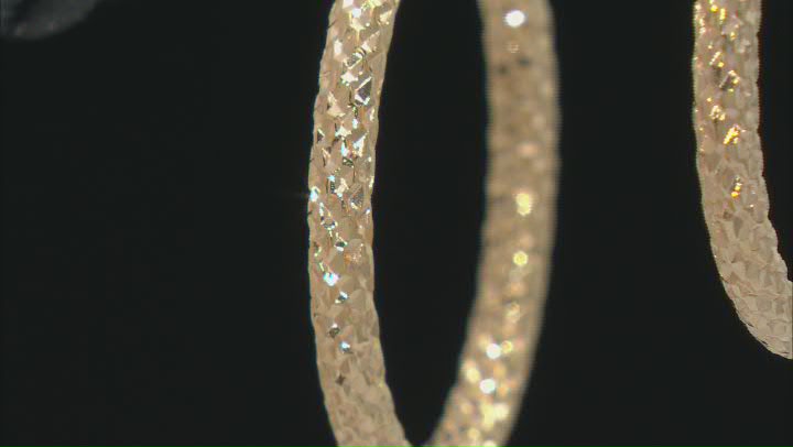 10K Yellow Gold Diamond-Cut Glitter Hoop Earrings Video Thumbnail