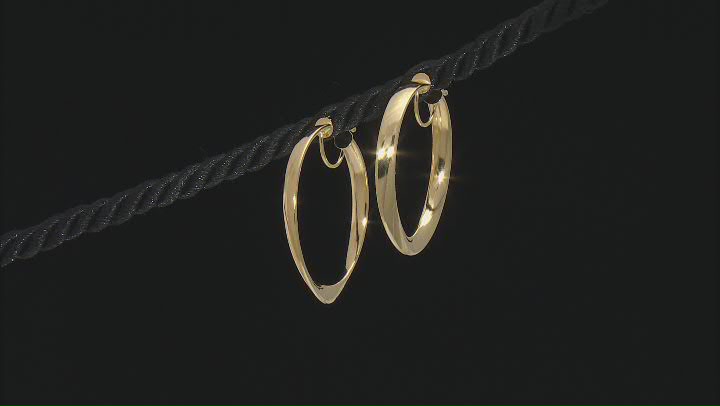 14K Yellow Gold Wave Hoop Earrings Video Thumbnail