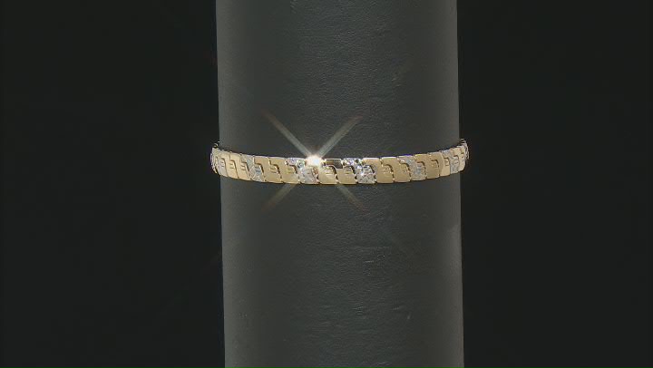 10k Yellow Gold & Rhodium Over 10k Yellow Gold Diamond-Cut Designer Link Bracelet Video Thumbnail