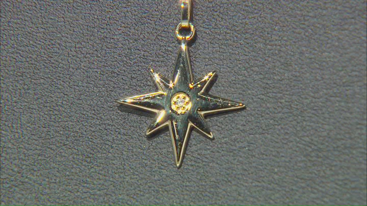 10k Yellow Gold Star 17 Inch Necklace with Cubic Zirconia Video Thumbnail