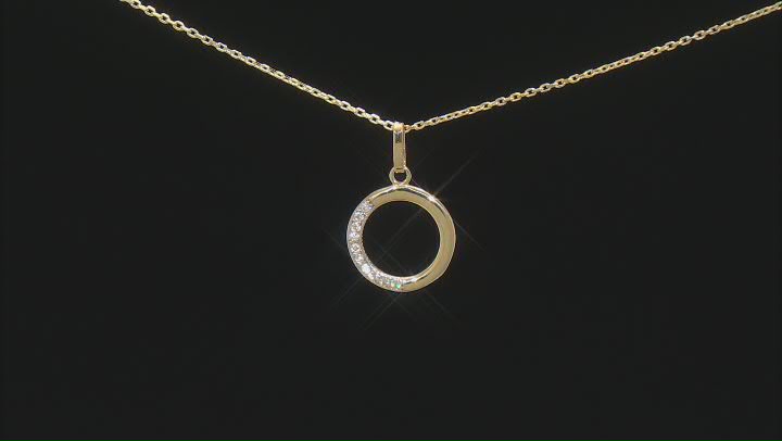 10k Yellow Gold Circle 17 Inch Necklace with Cubic Zirconia Video Thumbnail