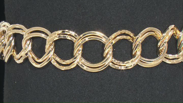 10k Yellow Gold Textured & Polished Double Link Bracelet Video Thumbnail