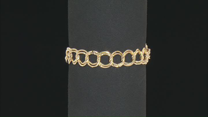 10k Yellow Gold Textured & Polished Double Link Bracelet Video Thumbnail