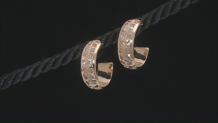10k Yellow Gold & Rhodium Over 10k White Gold Bridge Design Diamond-Cut & Polished Hoop Earrings Video Thumbnail