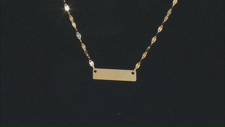 10k Yellow Gold Twisted Mirror Link Bar 16 Inch Necklace Video Thumbnail