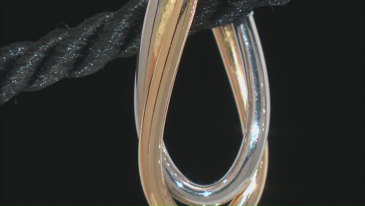 10k Yellow Gold & Rhodium Over 10k White Gold Intertwined Two-Tone J-Hoop Earrings Video Thumbnail